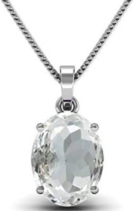 RATAN BAZAAR White sapphire stone Pendant 4.00 carat stone White sapphire Semi Precious stone Lab Certified for unisex Silver Sapphire Stone Pendant