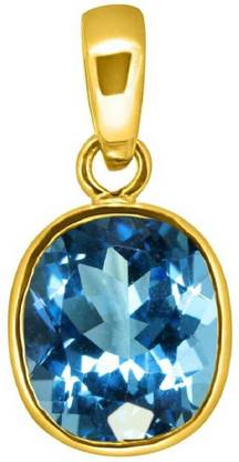 KUNDLI GEMS Blue Topaz stone Pendant original stone 4.00 ratti stone Unheated & Untreated stone Lab Certified for unisex Gold-plated Topaz Stone Pendant