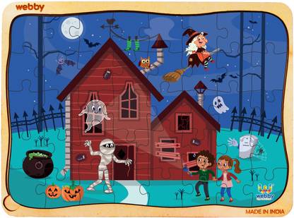 Webby Haunted House Wooden Jigsaw Puzzle, 40pcs