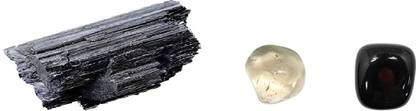 AIR9999 Natural Black Tourmaline Rough Smoky Quartz and Black Obsidian Tumble Protection Kit for Protection Decorative Showpiece  -  2 cm