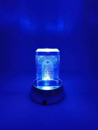 MEDBOTICS Navkar Mantra 3D Crystal cube Multi Color LED Light base(Perfect Gift) Decorative Showpiece  -  8 cm