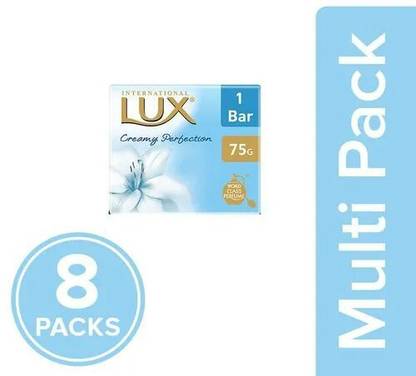 LUX इंटरनेशनल क्रीमी परफेक्शन साबुन बार 75 gm (8 का पैक)