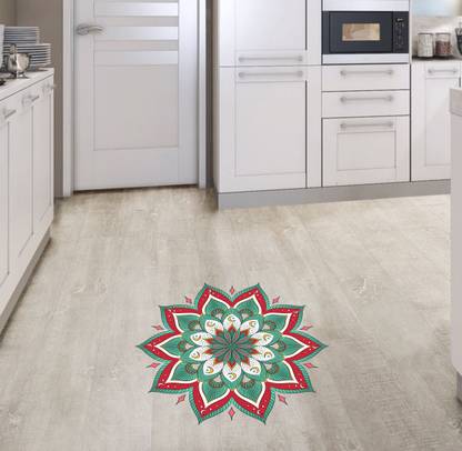 Sticker Hub 60 cm Floor Art Rangoli Sticker (Floor Covering Size - 60cm X 60cm) Color - Multicolor (Pack of 1) Self Adhesive Sticker