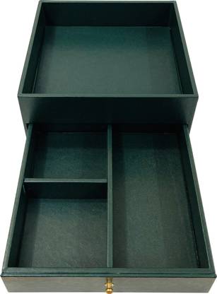 la trove Elegant Small Leatherette Bedside Organiser or Tea tray with Drawer For Bedroom Dressing Makeup cosmetics Organiser Tray with drawer, stationery holder, cosmetics organiser, dressing table organiser, bedside organiser Vanity Box