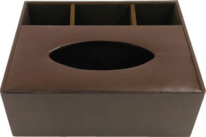la trove Multi-purpose RECTANGULAR Leatherette Pen Mobile Remote Control Tissue Box Holder Desk Storage Box Container for Home and Office Use| Paper Napkin Holder | Tissue Dispenser Organizer for Car Home Hotel Dinning Table | Eco-Friendly | Refillable | Handcrafted in INDIA Tissue box, Multi purpose sections Vanity Box