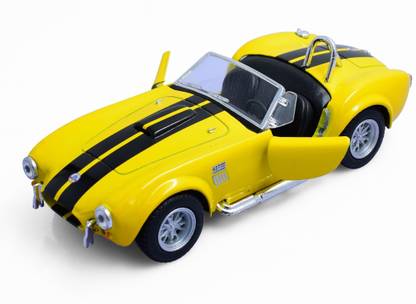 BACKGAMMON 1:28 Scale Yellow Color 1965 shelby cobra 427 s/c , Die Cast Model Car, Showpiece for Play and Decor Comes With Openable Doors
