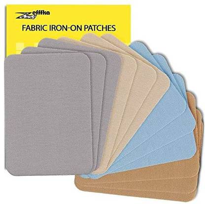 ZEFFFKA Premium Quality Fabric Iron On Patches Gray 12 Pieces 100% Cotton Repair Kit 3" by 4-1/4"