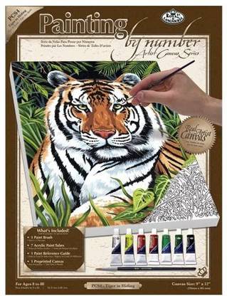 Royal Brush Royal Langnickel Painting by Numbers Small Canvas Painting SetTiger in Hiding