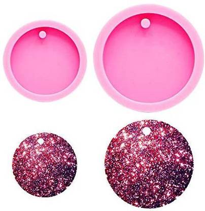 JKJF Round Circle Silicone Mold Jewelry Casting Molds Keychain Epoxy Resin Moulds with Hanging Hole for Jewelry Making DIY Cr