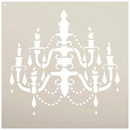 Studio R 12 Chandelier Stencil By Studior12 Elegant Baroque Art-Reusable Mylar Template Painting, Chalk, Mixed Media Use For Journ