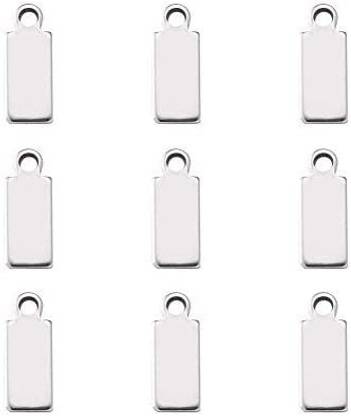 Fashewelry 100Pcs Stainless Steel Tiny Rectangle Stamping Blanks 11X4Mm Metal Blank Tag Charms Pendants For Jewelry Maki