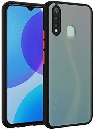 FlareHUB Back Cover for Vivo U20 Color Button Smoke Back Hard PC Phone Case (With Red Button Grip)