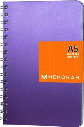 MENORAH Wiro Bound, Dot Grid, 160 Pages, 90 GSM, Corporate Premium Journal | Amethyst-Gemstone Collection A5 Notebook DOT GRID 160 Pages