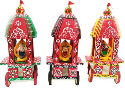 Real Craft Shree Jagannath Chariots,Ratha Set of 3(Nandighosha,Taladhwaja,Darpadalana) Decorative Showpiece  -  20 cm