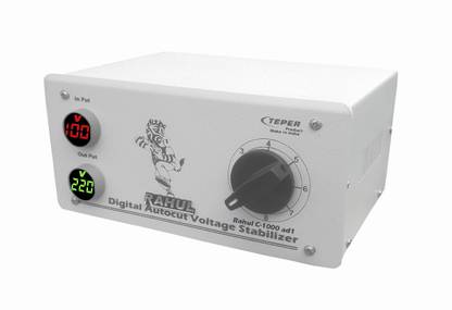 rahul C-1000 ad1 1 Kva/4 Amp 90-260 Volt Manual,8 Booster,Air Cooelers/1 LCD,LED TV ,Smart TV,Android TV Up to 84" With input output meter Use a Maximum of 4 Amp Load This Autocut Digital Voltage Stabilizer Digital Autocut Voltage Stabilizer