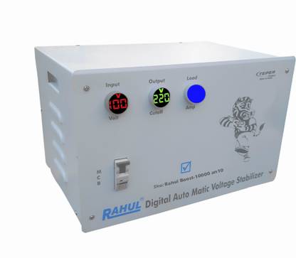 rahul Boost-10000 an10 Kva/40 Amp,5 Booster,Input 100-280 Volt,Use a Maximum of 40 Amp Load,With 2+1 Metar Input,Output+Load Indicator,With Over Load MCB,Mainline Automatic Voltage Stabilizer Automatic Voltage Stabilizer