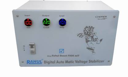 rahul Boost-7000 ad7 Kva/28 Amp,5 Booster,Input 100-280 Volt,Use a Maximum of 28 Amp Load,With 3 Metar Input,Output+Load Metar,With Over Load MCB,Mainline Automatic Digital Voltage Stabilizer Digital Automatic Voltage Stabilizer