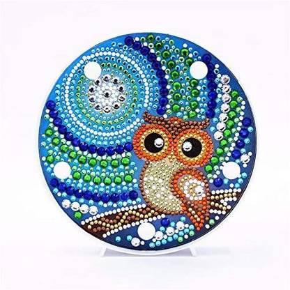 Nuodema Owl Diamond Painting with LED Light DIY Handmade Artwork 5D Full Drill Crystal Drawing Kit Bedside Lamp Arts Craft for H