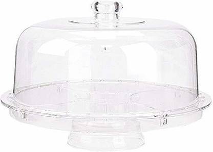 SONANI 3-in-1 Acrylic Cake Stand with Dome Cover Lid Multi-Functional Serving Platter and Cake Plate - Use as Cake Holder,Salad Bowl,Punch Bowl,Veggie,Desert Platter,Nachos,Salsa Plate Acrylic Cake Server
