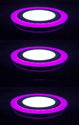 Online Generation 6 watt (3+3) Ceiling POP 3D Effect (Double Color)PINK & White pack of 3 Recessed Ceiling Lamp