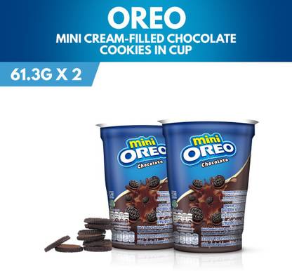 OREO Mini Chocolate Cookies Flavoured Cream Biscuit Cup, 2 x 67 g Cookies Biscuit