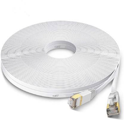 Fedus LAN Cable 15 m High Speed Cat7 LAN Cable, Flat RJ45 Cat7 Ethernet Network Cable to Computer for Gaming,15Meter White 15 m LAN Cable (Compatible with Laptop, Computer, Modem, Router 15 m LAN Cable (Compatible with Modem, Router, ADSL, Computer, White)