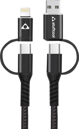 Stuffcool Quad 4in1 65W PD 1M 3 Feet Type C, Lightning cable for iPhones Macbook