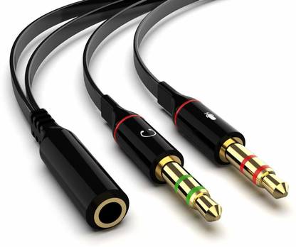Techy-tech AUX Cable 0.3 m 3.5mm Female to 2 Dual Male Microphone Audio Stereo Jack Earphones Port for Gaming Speaker PC Adapter, 3.5mm Spiliter Mic Cable for Computer, Laptop, PC