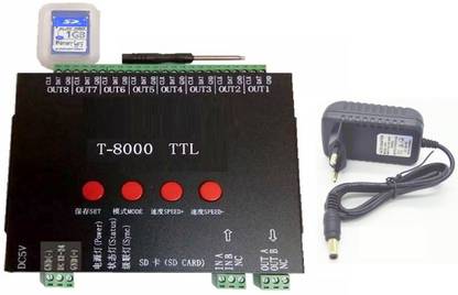 Divinext T8000 SD Card Pixel Controller RGB LED Strip Light Controller T-8000 with Adaptor 100 Watts Computer PSU with 8 SATA Cables