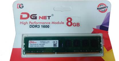 DGNet Desktop RAM DDR3 8 GB (Single Channel) PC DRAM (DDR3 1600)