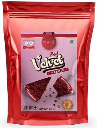 Bake King Red Velvet Cake Premix Powder 1000G Eggless Red Velvet Cake Premix for Cooking at Home - Easy to use - Just add Water and Oil - Red Velvet Cake Premix Powder 1000G 1000 g