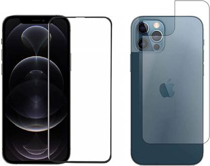 एलेफ फ्रंट और बैक टेम्पर्ड ग्लास Apple iphone 12 Pro फ्रंट 11D फुल ग्लू टेम्पर्ड और बैक फ्लैक्सिबल गार्ड (ट्रिंक) के लिए