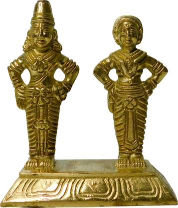 vinayakmoorti Vitthal Rakhumai God Vitthal Rukmani Stand Vitthal Rukmini Statue Idol of God Vitthal Rukmai Decorative Showpiece Vitthal Rukmai Idol Vitthal Rukmai For Home Decor Vitthal Rukmai Moorti Home Statue Idol Handicraft Art Decorative Showpiece  -  12 cm