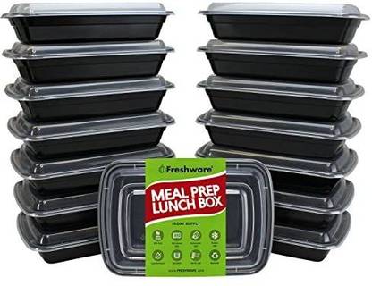 FRESHWARE Meal Prep Containers [15 Pack] 1 Compment with Lids, Food Containers, Lunch Box | BPA Free | Stackable | Bento Box, Mi