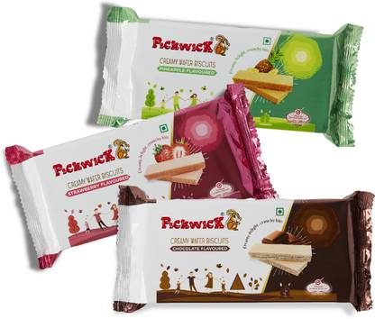 Pickwick Assorted pack of Chocolate,Orange,Strawberry Flavoured Wafer Biscuits Wafers