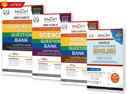 Educart Combo - English Sample Papers + Maths (Standard), Science & Social Science Question Banks CBSE Class 10 For 2021 (With Reduced Syllabus)