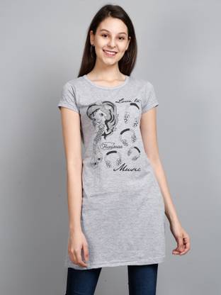 Casual Floral Print Women Grey Top