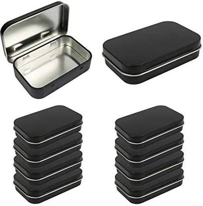 Millennial Essentials 10 Pack Metal Rectangular Empty Hinged Tins Box Containers 3.75 by 2.45 by 0.8 InchMini Portable Box Small Storage Kit Home Organizer (10 )