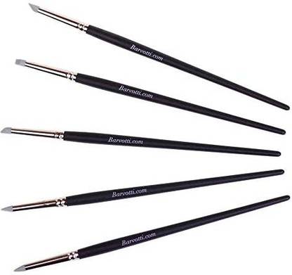 Barvotti 5 Pcs Set of Silicone Color Shapers Tools with Soft Rubber Tip to Paint, Blend, Carve, Smudge - Clay Sculpting Tools,Wooden Handle - 4mm Tips