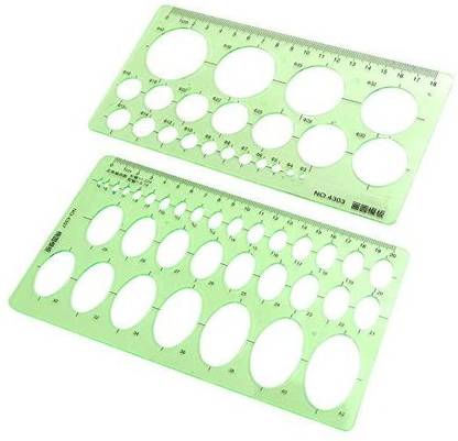 XYBAGS 2PCS Professional Quality Circle and Oval Template Measuring Templates Ruler for Office/Creative Studio/Personal Drawing/Drafting