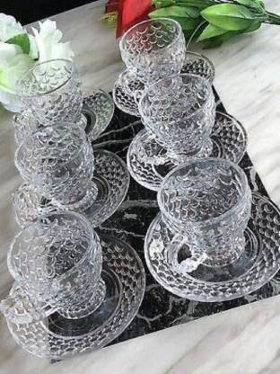SALE BIRD Pack of 12 Glass Crystal Clear Bubble Glass Tea & Coffey Cup