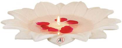 AryaRadha Marble Floating Kamal Plate 6-IN Super Quality Marble Decorative Platter