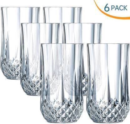 SKCart (Pack of 6) Drinking Glasses Set of 6- 12.5 CM Highball Glasses Crystal Glass Tumblers for Water, Juice, Beer, Wine, Cocktails, Whiskey Glass Set Water/Juice Glass