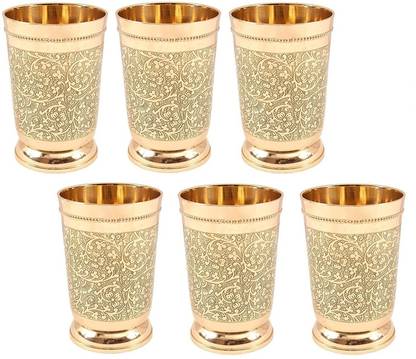 Fesabelea (Pack of 6) Etching Design Glass Set Water/Juice Glass