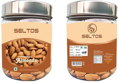 Seltos Natural Almond 500gm, Plain Badam , Saboot Badam , Dry Fruit Almonds, Almonds (500 g) Almonds