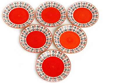 caffeine Handmade Orange Block Print Influenced Quarter Plate