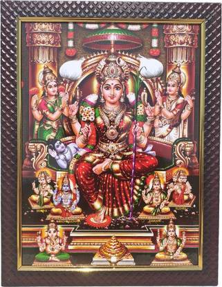 SAI BALAJI ACRALICS Sri Lalitha Tripura Sundari Devi Photo with wooden frame Religious Frame