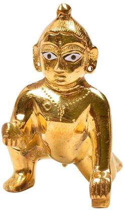 krishnagallery1 Laddu Gopal Murti Pure Brass Laddu Gopal Panchdhatu Murti bal Krishna Murti For Home Temple डेकोरेटिव शोपीस  -  12 cm