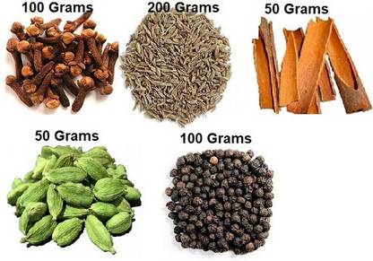 PURE FARMS Green Cardamom - 50 Grams, Cloves - 100 Grams, Black Pepper - 100 Grams, Jeera - 200 Grams, Cinnamon Stick - 50 Grams, Spices