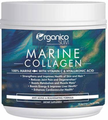 organicoslim Marine Collagen -250gm with Vitamin C & Hyaluronic Acid